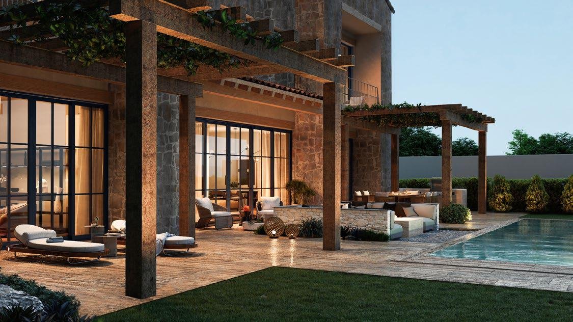 Outdoor luxury lifestyle at Nawayef East Hills Hudayriyat Island Abu Dhabi with landscaped gardens and terrace living